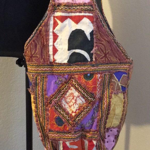 Hippie Patchwork Hobo Bag Large Unique Psychedelic - Picture 5 of 6